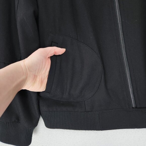 Halogen Jacket Womens Large Black Wool Blend Full Zip Bomber Classic Casual - Picture 3 of 12